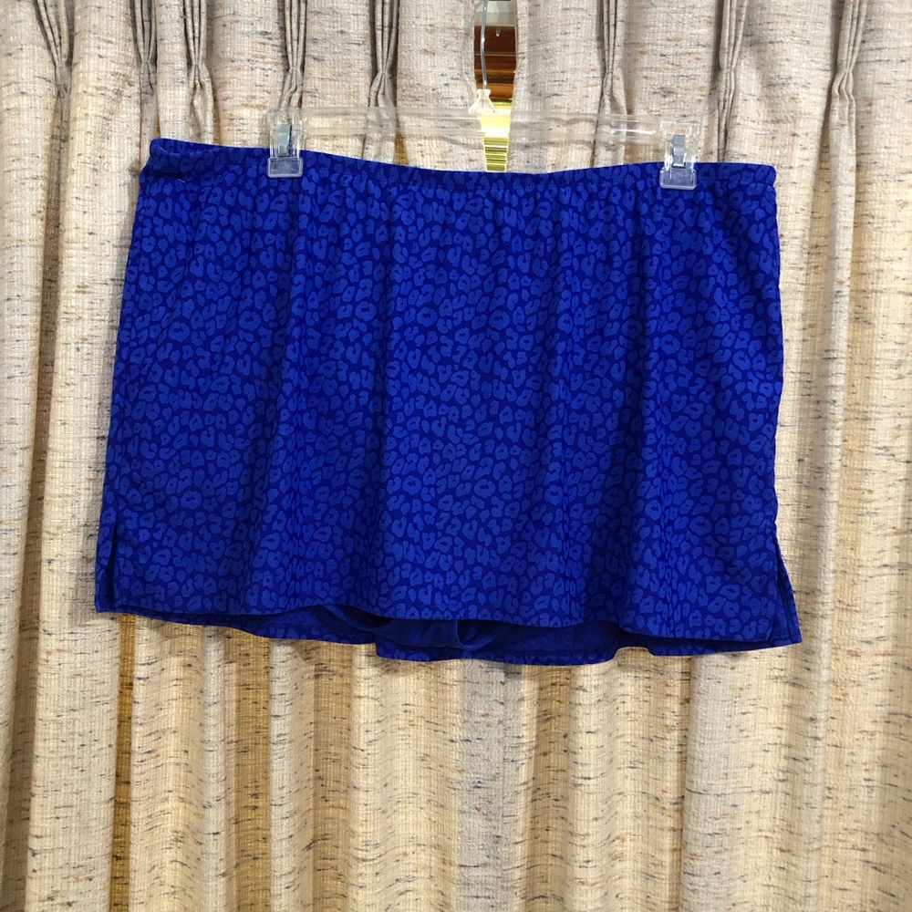 Lane Bryant Blue Leopard Print Swim Skirt